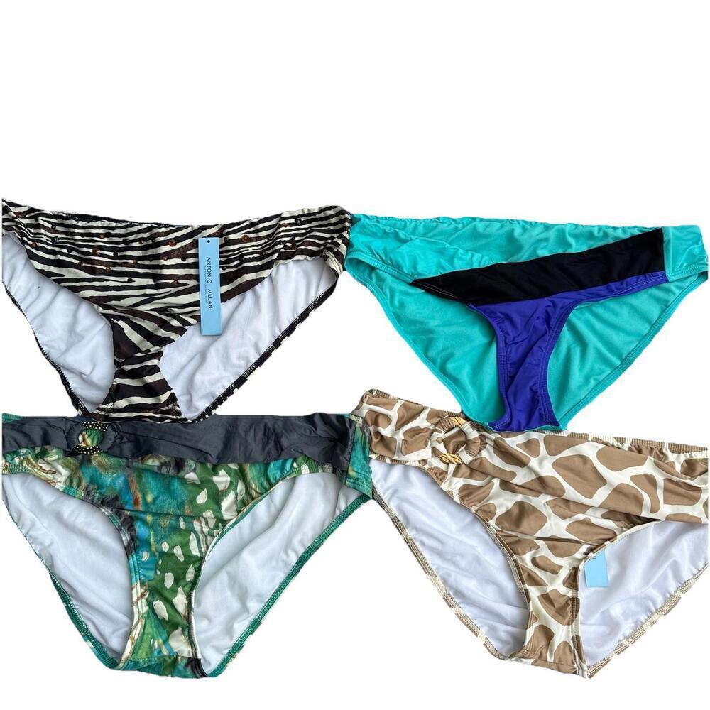 Lot Of 4 New  Swimsuit Bikini Bottoms Sz Womens L Large Melani Abs